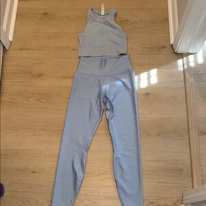 ALO Yoga Light Blue Leggings and Top Set